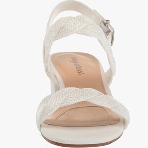 Easy Street Women's Charee Block Heel Sandal Heeled, White Woven, 6.5 X-Wide